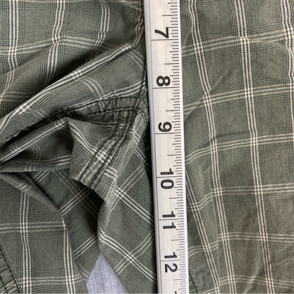 Reitmans Capris Cotton Green Plaid Sz 9 Roll Tab Cuffs Soft Band Elastic Waist - Picture 10 of 12